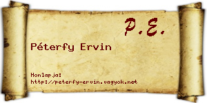 Péterfy Ervin névjegykártya